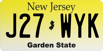 NJ license plate J27WYK