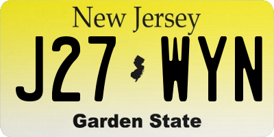 NJ license plate J27WYN