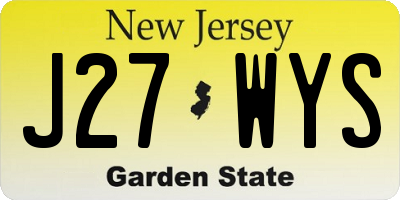 NJ license plate J27WYS