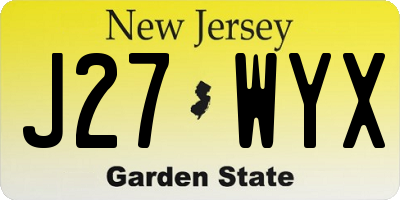 NJ license plate J27WYX
