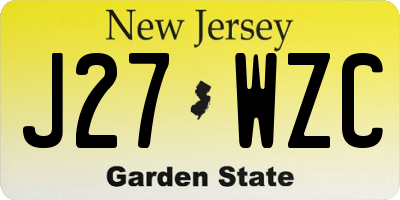 NJ license plate J27WZC