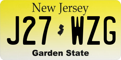 NJ license plate J27WZG