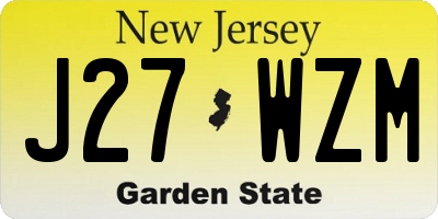 NJ license plate J27WZM
