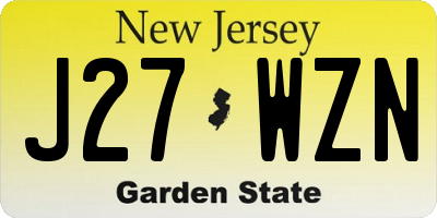 NJ license plate J27WZN