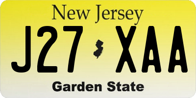 NJ license plate J27XAA