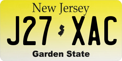 NJ license plate J27XAC