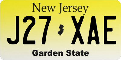 NJ license plate J27XAE