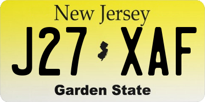 NJ license plate J27XAF