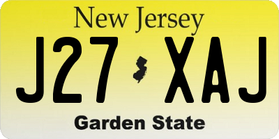 NJ license plate J27XAJ
