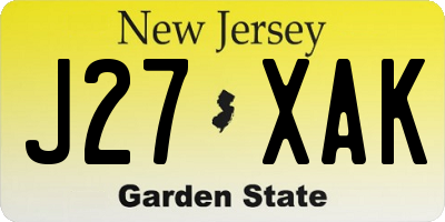 NJ license plate J27XAK