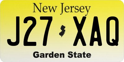 NJ license plate J27XAQ