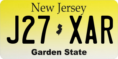 NJ license plate J27XAR