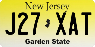 NJ license plate J27XAT