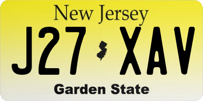 NJ license plate J27XAV