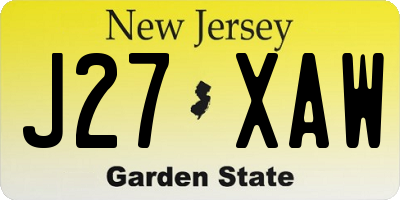 NJ license plate J27XAW