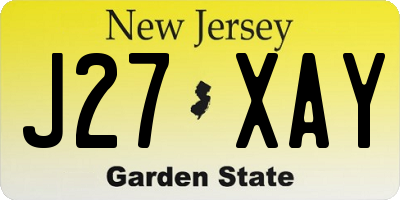 NJ license plate J27XAY