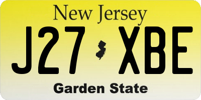 NJ license plate J27XBE