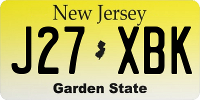 NJ license plate J27XBK