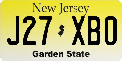 NJ license plate J27XBO