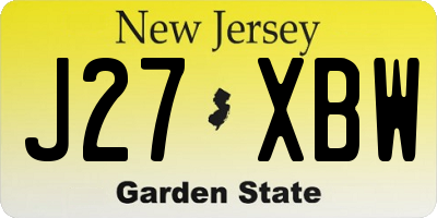NJ license plate J27XBW