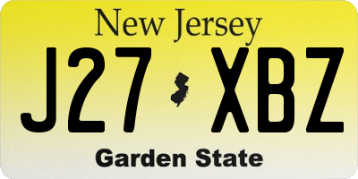 NJ license plate J27XBZ
