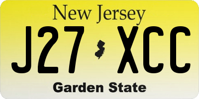 NJ license plate J27XCC