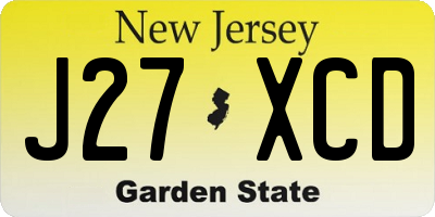 NJ license plate J27XCD