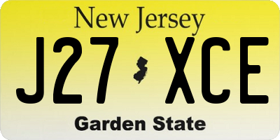 NJ license plate J27XCE