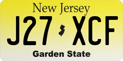 NJ license plate J27XCF