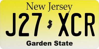 NJ license plate J27XCR