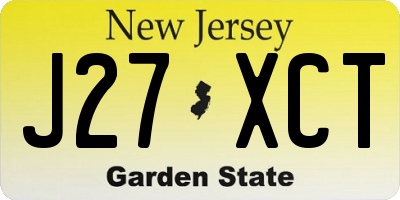 NJ license plate J27XCT