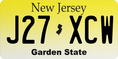 NJ license plate J27XCW