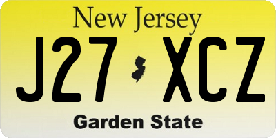 NJ license plate J27XCZ