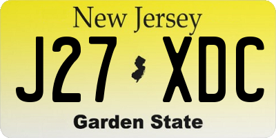 NJ license plate J27XDC