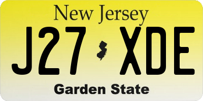 NJ license plate J27XDE