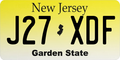 NJ license plate J27XDF