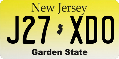 NJ license plate J27XDO