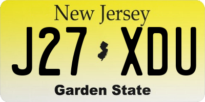 NJ license plate J27XDU