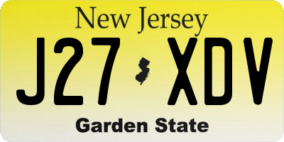 NJ license plate J27XDV