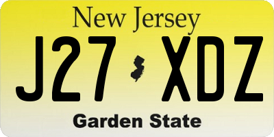 NJ license plate J27XDZ