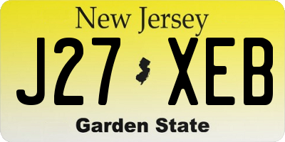 NJ license plate J27XEB
