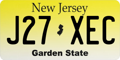 NJ license plate J27XEC