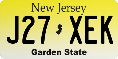 NJ license plate J27XEK
