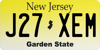 NJ license plate J27XEM