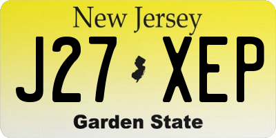 NJ license plate J27XEP