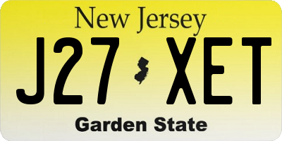 NJ license plate J27XET