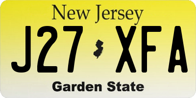 NJ license plate J27XFA