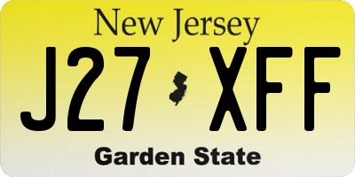 NJ license plate J27XFF