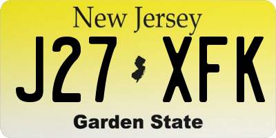 NJ license plate J27XFK