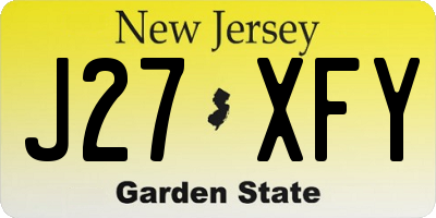 NJ license plate J27XFY
